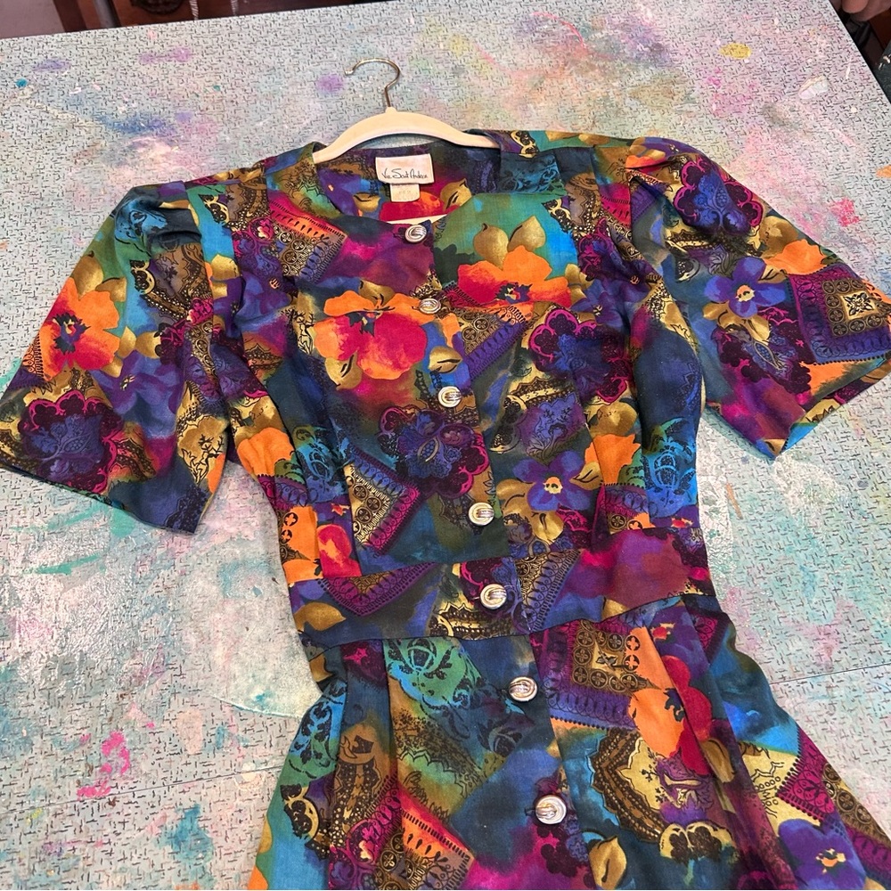 Colorful Floral Button-Down Dress